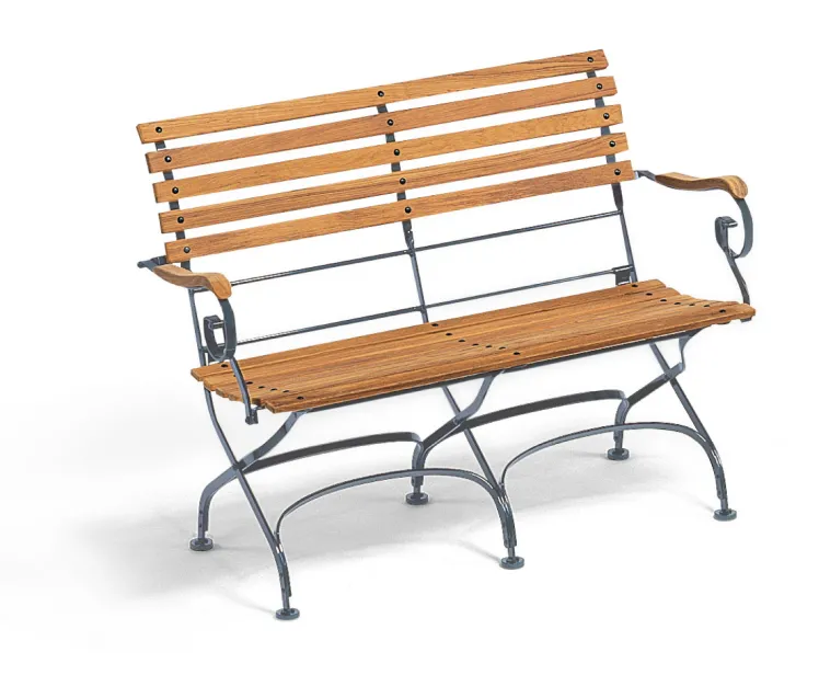 Gartenbank Weish�upl Classic Biergartenbank 2er Bank mit Armlehne Teakholzbank